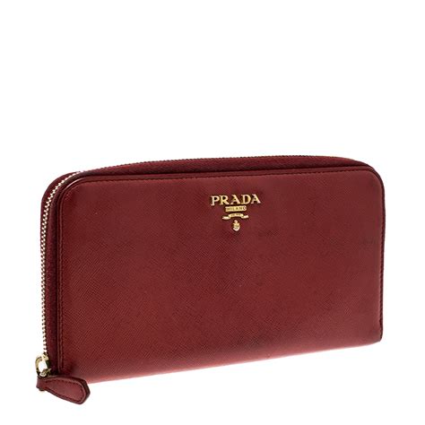 prada red zipper wallet|Prada zip around wallet.